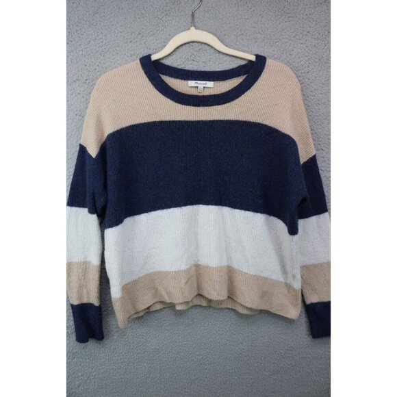 Madewell Striped Long Sleeve Sweater-Merino Wool-Alpaca-Oversized-Size XXS - Picture 1 of 8